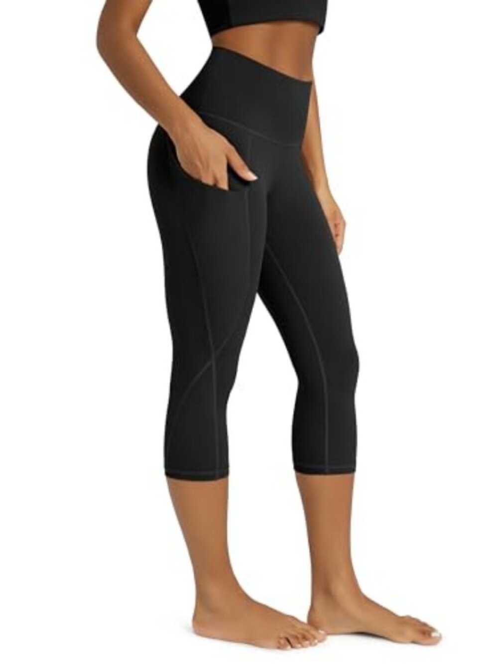 Women's High Waisted Yoga Capris with Pockets, Tummy Control, Non See Through